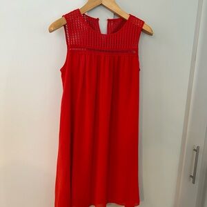 NWT Max Studio Women's Red Crochet Overlay Knee-Length A-Line Dress Size S